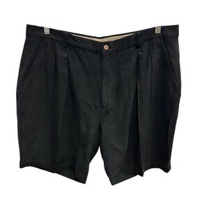 Tommy Bahama Mens Black Silk Pleated Shorts Size 40